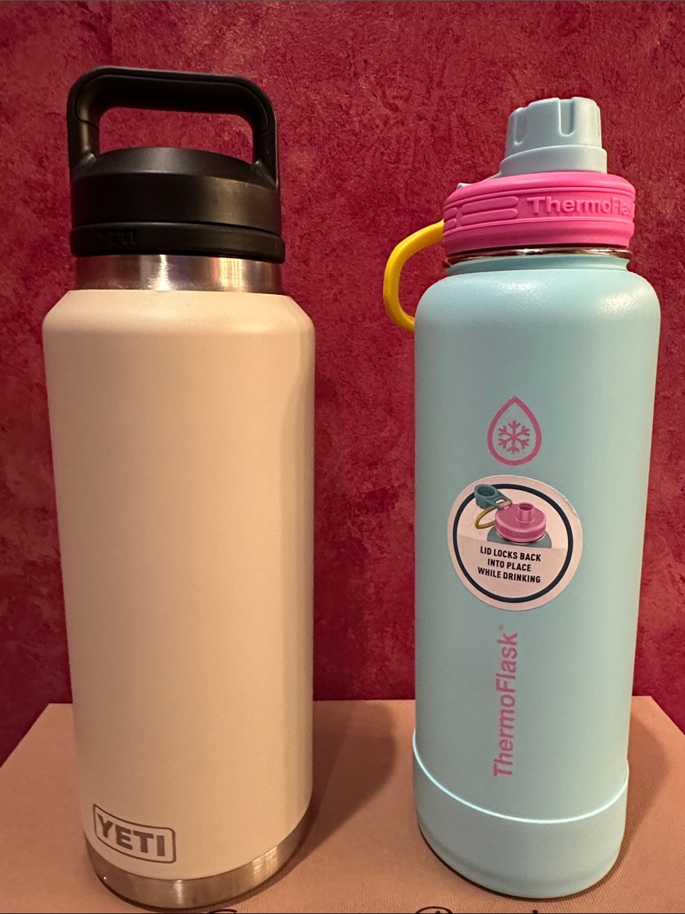 YETI and ThermoFlask Insulated Water Bottles set of two .